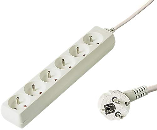 PremiumCord PP6-10 base múltiple 10 m 6 salidas AC Blanco - Bases múltiples (10 m, 6 salidas AC, Tipo E / F, Blanco, 250 V, 10 A)