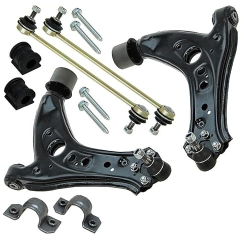 BESTPRICE 2x Querlenker Vorderachse unten links & rechts mit Buchse und Traggelenk, 2x Koppelstange vorne, 1x Reparatursatz Stabilisatorenlager innen komplett, Kompatibel mit SEAT CORDOBA (6L2), IBIZA