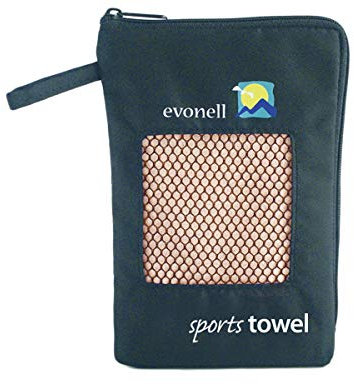 Evonell Ultra leichtes Sport Reise & Freizeit Handtuch | Towel aus Mikrofaser, Größe: 30 x 120 cm, Gewicht 44g, Farbe: Sahara