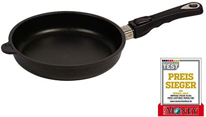 AMT Gastroguss Bratpfanne 24 cm Ø, 5 cm hoch, abnehmbarer Stiel, induktionsgeeignet, Lotan® Antihaft-Veredelung, Gusspfanne (Aluguss), AMZN-I-524-Z20B