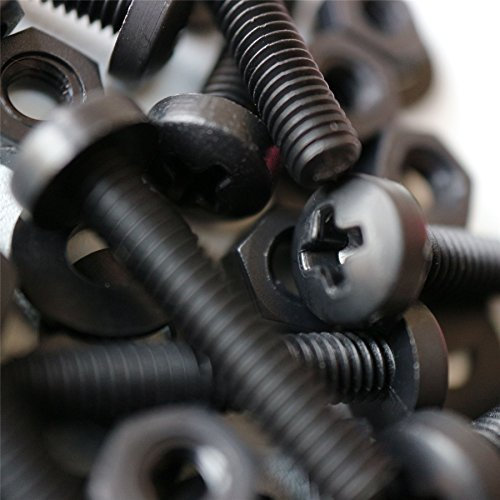 20 x Tornillo de cabeza troncónica Polipropileno Negros (PP), Pernos Tornillos y Tuercas de Plástico, M4 x 20mm, arandelas