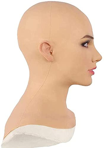 SDMJ Transvestite Beauty Weiche Silikon Realistische Weibliche Kopfmaske Handgemachte Gesicht für Crossdresser Transgender Cosplay Drag Queen Halloween Kostüme Maskerade