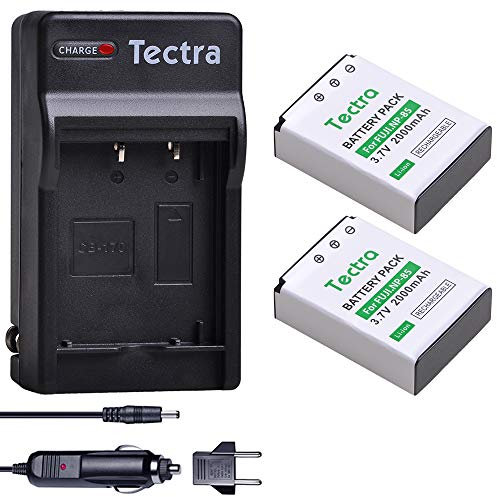 Tectra Lot de 2 batteries de rechange NP-85 et kits de chargeur pour appareils photo Fujifilm FinePix S1, FinePix SL240, FinePix SL260, FinePix SL280, FinePix SL300, FinePix SL305, FinePix SL1000