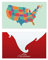 Amerika-Karte, USA-Muster, Weihnachtskarte, Vintage-Nachricht
