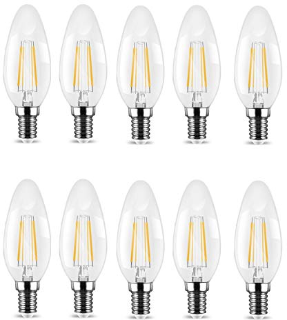 10 Dimmbare E14 LED Leuchtmittel | Kerze | C35 4W | dimmbar | Klein Gewinde | 470 Lumen warmweiß 2700K
