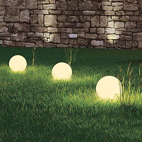 3x LED-Solar-Garten-Außen-Kugel-Leuchte MARLA D: 25cm mit Erdspieß Kunststoff Weiß Balkon-Terrassen-Camping-Dekorations-Party-Leuchte-Lampe (3 x 25 cm)