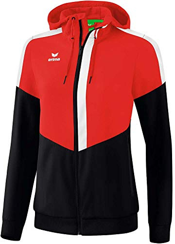 Erima Damen Squad Tracktop Jacke mit Kapuze (1032012), rot/schwarz/weiß, 42