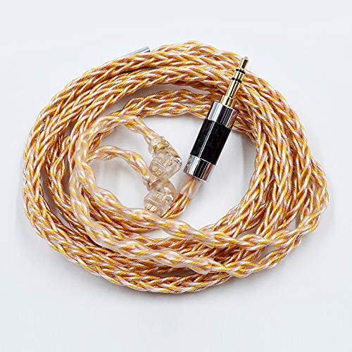 FAAEAL Upgraded 0.75mm 2-Pin Earphone Cable - Gold, Silver, Copper Mix for KZ ZSN, ZS10 PRO, ZSX, ASX, ASF, DQ6 Earphones