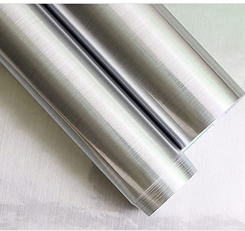 Papier adhésif effet métal argenté pour étagère de lave-vaisselle, appareils électroménagers, réfrigérateur - Film autocollant étanche à décoller et coller - Pour mur de cuisine (40 x 200 cm)
