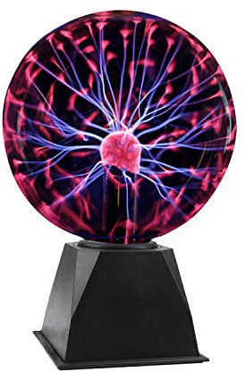 ZWOOS Plasmakugel, Magische Plasmakugel, Plasmalampe reagiert auf Berührung und Geräusch, Geschenk für Kinder (20cm, Rot)