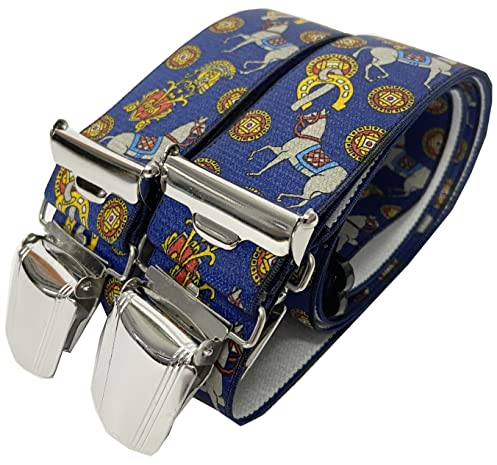 Generisch ZIRKUS Hosenträger Pferd lustig farbenfroh - AUSTRIA - ÖSTERREICH 35mm Breit in H-Form mit 4 extra starken Clips/ Zirkus Pferd blau ST-035