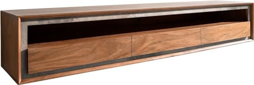 DELIFE TV-Board Stonegrace Akazie Braun Steinfurnier 175 cm 3 Schubladen 1 Fach Schwebend