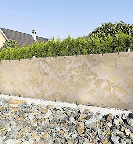 MyMaxxi Zaunbanner Sichtschutz - Vintage Ornamente verwaschen - Abdeckung für Terrasse Zaun - Windschutz Sonnenschutz Blickdicht - Zaunverkleidung wetterfest Sichtschutz Zaun - Verkleidung -