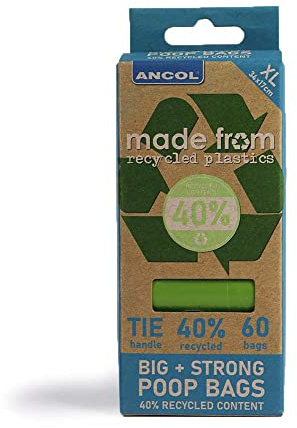 Ancol Dog Poo Bags 60 x 4 Rolls - Recyclable Poo Bags with Tie Handles - Cat Poop Bags - Dog Waste Bags for Dogs and Cats