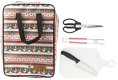 Jerliflyer Grillutensilien, 5 STÜCKE Outdoor-Küchen Edelstahl Grillmesser Tragbares Schneidebrett Picknicktasche Einfache Utens für Camping, Pianic