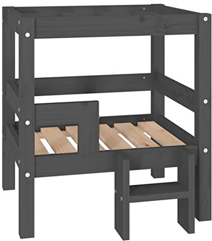 vidaXL Dog Bed Grey 55.5x53.5x60 cm Solid Wood Pine