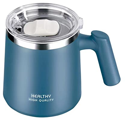 BSTMOME 450ML 304 Stainless Steel Coffee Mug with Lid - Premium Double Wall Insulated Travel Mugs - Shatterproof, BPA Free Spill Resistant Lids, Dishwasher Safe Coffe Cup (Blue)