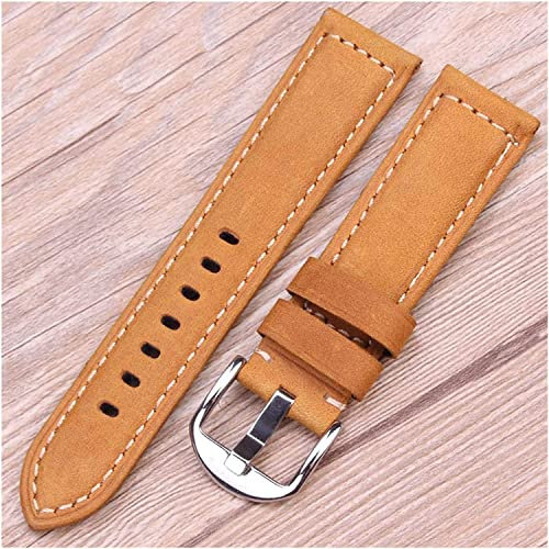 ZEDARO Leder Uhrenarmband Uhrenarmbänder 22mm 24mm Echtleder Uhrenarmband Schwarz Braun Gelb Damen Herren Armband Gürtel mit Schnalle
