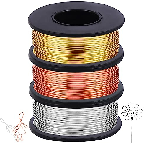 3 Rotoli Filo di Alluminio, 1 mm × 22 m Filo Metallico per Gioielli Filo di Alluminio per Artigianato Colorato, Filo di Alluminio Pieghevole Filo per Arte Artigianale In Metallo Morbido Fai-Da-Te