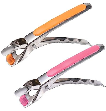 2 Stück Kochplattengreifer, Edelstahl Anti-Verbrühungs-Backform-Clips mit Silikongriff, Camping-Küche, Schüssel, Zange zum Bewegen von Lebensmitteln (2 Stück)