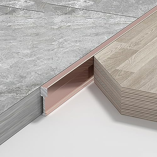 Übergangsprofil Extra Schmale Übergangsleiste Zwischen Laminat/ Fliesen/ Holz, Brückenabdeckleiste aus Aluminiumlegierung, Zuschneidbarer Fugenfüller auf dem Angrenzenden Boden ( Color : Rose Gold )