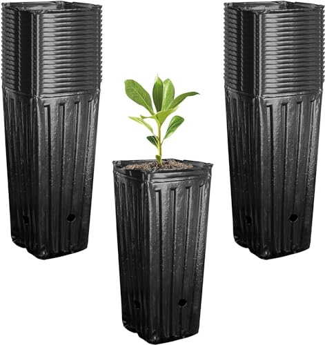 50 macetas altas de plástico para vivero, macetas de 24 cm de alto, macetas para plantas de jardín de interior y exterior