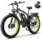 Kinsella KETELES K800 dual motor 26-inch fat tire mountain electric bike 48V 23AH battery, 4 color options, 21 speeds, color display,Hydraulic brakes, UK Warehouse (black&green)