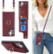 Ｈａｖａｙａ Coque pour Samsung S22 Ultra avec Cordon RFID Porte Carte Portefeuille Étui Samsung Galaxy S22 Ultra avec Cordon Anneau Telephone Portable Réglable Collier Housse Etui pour Femmes - Bourgogne