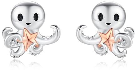 ABIGY Oktopus Ohrringe 925 Sterling Silber Octopus Ohrstecker Ohrringe Oktopus Schmuck Geschenk für Damen Mädchen