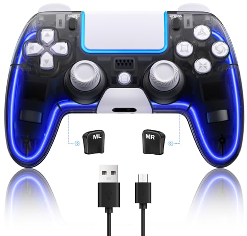 Controller für PS4, Wireless Gaming Controller für Playstation 4, Pro PS4 Remote Controller mit Paddles und Hall 3D Joystick (Schwarz + Weiß)