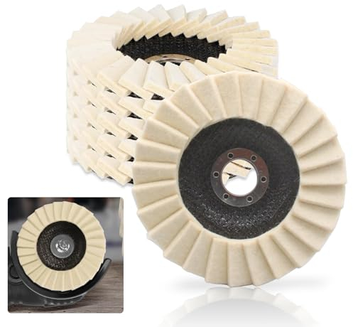 5 Stück Polierscheibe 125mm x 22,2mm Filz Polierfächerscheibe, Filz Glanz Polier Scheibe für Polieraufsatz Winkelschleifer, Polierscheiben zum Schleifen und Polieren von Lack, Holz, Plastik, Edelstahl