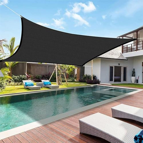 Vela Ombreggiante, Tenda Vela Ombreggiante Rettangolare, Telo Ombreggiante per Serra Antivento, Protezione UV Tenda da Sole, con Kit di Fissaggio, per Esterno/Giardino/Piscina (A-Nero, (200cm*200cm))