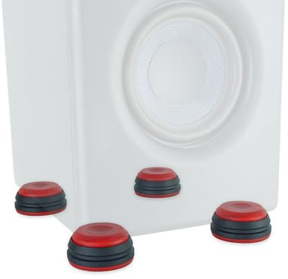 keepdrum SSA300RD Boxen-Füße Schwingungsdämpfer Lautsprecher Plattenspieler Resonanz-Absorber Rot 4 Stück