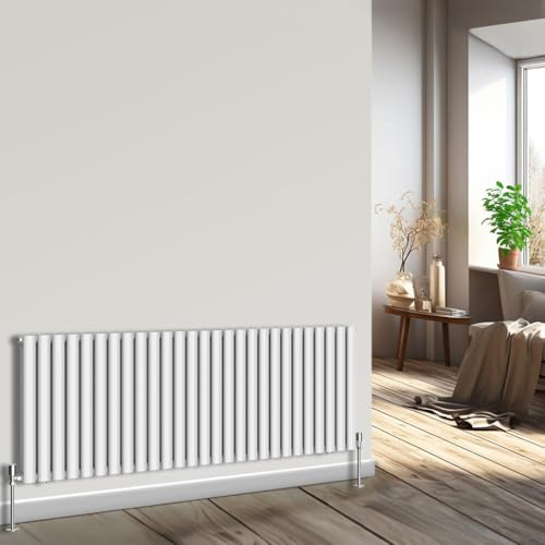NRG Horizontal Oval Column Radiator 600x1593mm Double Panel White | Central Heating Rad, Modern Radiator, High Heat Output, Wall Radiator, Oval Tube Design, for Living Room, Kitchen, Home