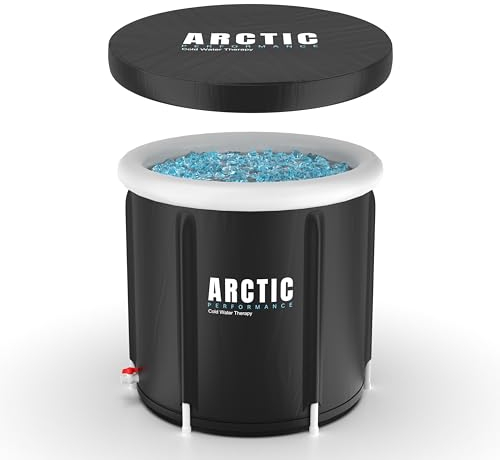 Arctic Performance® Bañera de hielo para recuperación, bañera de terapia de agua fría XL para atletas y inmersión fría, piscina portátil de 5 capas para baño de hielo al aire libre, color negro, 360 L