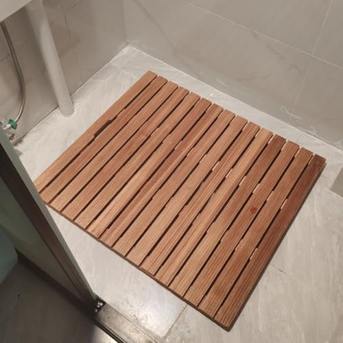 Tarima Ducha Madera Alfombrilla de Madera para Baño, Alfombrilla de Baño para Ducha Interior de 30 40 50 60 70 80 90 100 cm, Plataforma de Listones Antideslizante para Bañera/cocina/entrada(30x30cm(11
