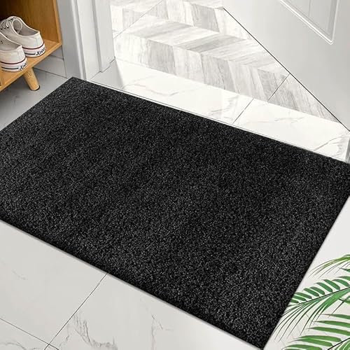 Cozy Haven Shaggy Collection Door Mat - Non-Slip Doormat, Suitable for Indoor/Outdoor Use, Heavy Duty Dirt Trapper and Water Absorbent – (Black, 50x80 cm)