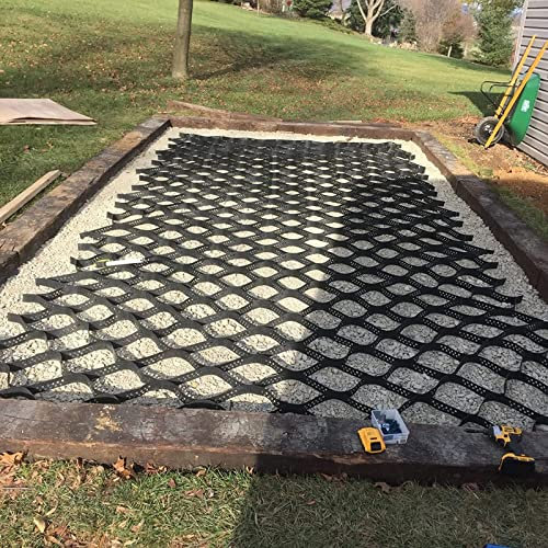 Grille de gravier pour allée, stabilisateur de sol renforcé avec trou perméable, contrôle de la boue du sol, géogrilles de sous-qualité, travail camping-car, stationnement, 4 x 7 m, tissu géotextile