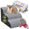 HALVERIA® Escalera y Rampa para Perros | 3 Escalones de Espuma Alta Densidad | Antideslizante, Funda Lavable | para Cama o Sofá | Ideal para Perros Pequeños, Gatos y Mascotas Mayores