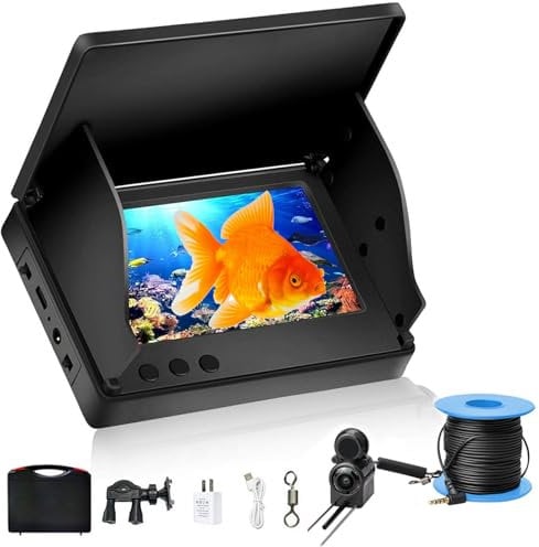 Fischfinder,Unterwasserkamera Angeln mit 5 Zoll IPS-Display, 8000mAh Akku, 220° Weitwinkel-Nachtsicht, IP67 wasserdicht fishfinder, ideal für Meeresangeln, Flussangeln und Eisfischen