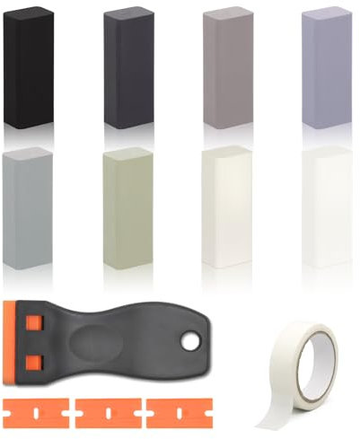 Pate a Bois 8 Couleurs, Pate a Bois Rebouchage Gris, Mastic Bois Haute Dureté et Résistant, Kit Reparation Carrelage Adapté au Stratifié, Bois, Marbre, Carrelage et PVC