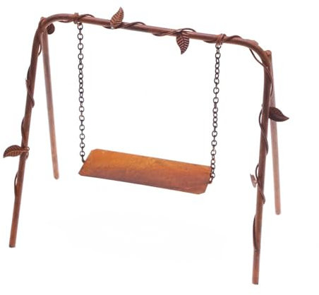 LOGOFUN Accesorios para casa de muñecas, columpio de hierro en miniatura, mini columpio rústico de metal, modelo para micropaisaje, patio, jardín, decoración de exhibición al aire libre