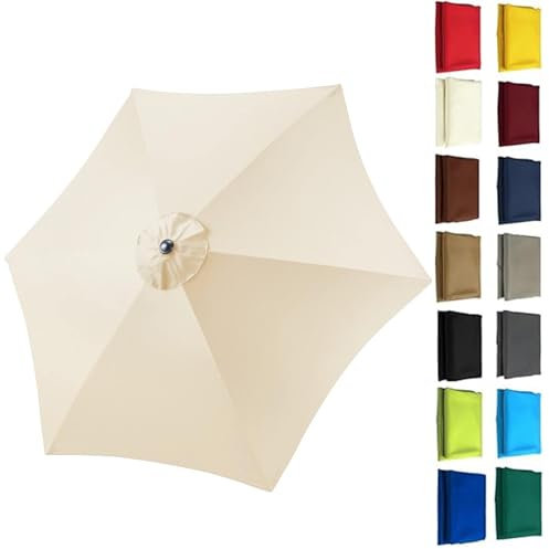 Toldo De Recambio de Sombrilla de 2.0m/2.50m/2.70m/3.0m tela De Repuesto de Sombrilla 6 Varillas, Cubierta Repuesto Para Sombrilla De Patio, toldo Para Exteriores (Beige,6 ribs-2.7m(8.8ft))