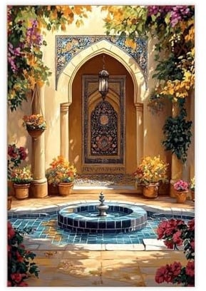 Isfahan Courtyard Kunstdruck auf Leinwand, Poster, Wandkunst, Dekordruck, Bild Gemälde für Wohnzimmer, Schlafzimmer, Dekoration, 20 x 30 cm
