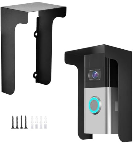 Ring Doorbell Cover Protector, Ring Door Bell Rain Cover, No Drill Ring Doorbell Mount, Ring Doorbell Accessories, Blink Doorbell Cover, Black