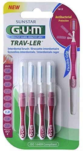 GUM Trav-ler 1612 - Spazzolino interdentale, 4 pezzi, 1,4 mm