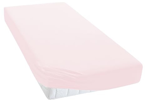 TM MAXX Drap-housse en jersey pour bébé et enfant - Certifié Öko-Tex Standard (rose clair 006, 80 x 160 cm) - Hauteur de matelas jusqu'à 25 cm - Drap-housse en 100 % coton