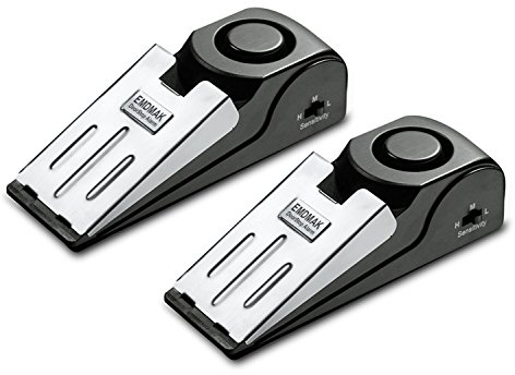 EMDMAK Butée de porte alarme avec sirène 120 dB pour la maison et les voyages (noir) (lot de 2)