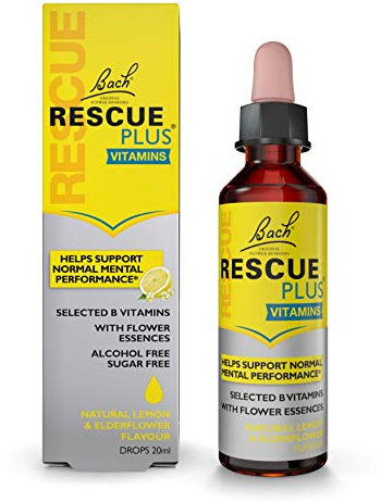 Rescue Remedy Plus B Vitamin & Flower Essences Dropper (20ml), For Emotional Wellness and Mental Performance, Lemon & Elderflower Flavour, Natural Flower Essences, Alcohol Free, Sugar Free