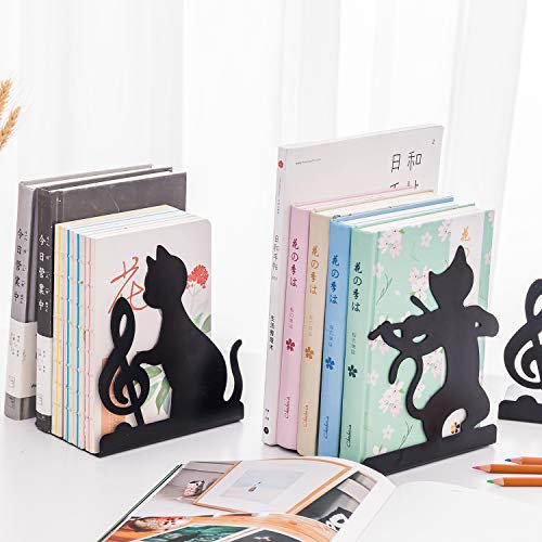 Lot de 2 Serre-Livre en Métal Presse-Livre Elastique Support Lecture Livres Lutrin de Cuisine Porte-Livres Revues Magazines avec Motif de Chat Créatif Décoration Bureau Maison Bibliothèque